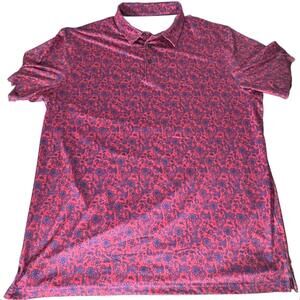 MAELREG Polo Men's 2XL Performance Golf Shirt Stretch Abstract Floral Men's XXL
